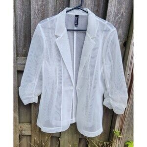 Berek Fun In Mesh Jacket White Net See Through Womens XXL Blazer Fish Net